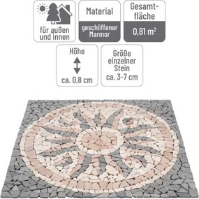 Márványmozaik "Nap" motívum 90 × 90 cm