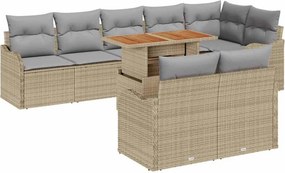 vidaXL Kerti Kanapé Szett tárolóval 9 pcs Bézs Poli rattan