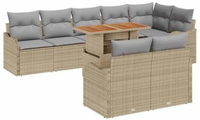vidaXL Kerti Kanapé Szett tárolóval 9 pcs Bézs Poli rattan