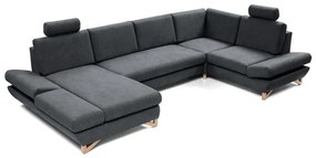 U-alakú, kihúzható kárpitozott sarokgarnitúra tárolóhellyel AVESTA, antracit