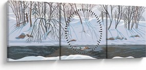 Kép - róka a téli tájban (órával) (90x30 cm)