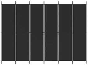 6 paneles fekete szövet térelválasztó 300x220 cm