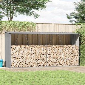 vidaXL szürke horganyzott acél kerti tűzifatároló 330 x 84 x 152 cm