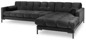 Bali sötétszürke bársony sarokkanapé, jobb oldali - Cosmopolitan Design