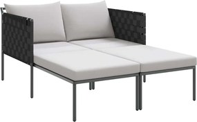 vidaXL Napozóágy párnával Antracit 153 x 115 x 69.5 cm Porszórt acél