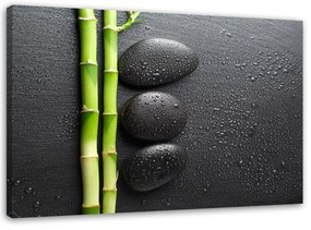 Gario Vászonkép Bambusz és zen kövek fekete háttéren Méret: 60 x 40 cm