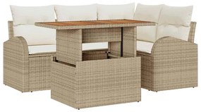 vidaXL Kerti Kanapé Szett párnával 5 pcs bézs és krémszínű