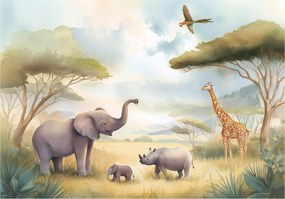 Fotótapéta Gyerekeknek Dzsungel Állatok Tapéta Gyerekszoba 150x105