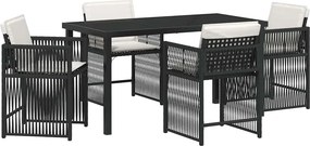 vidaXL Kert étkező szett 5 pcs Fekete polirattan