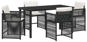 vidaXL Kert étkező szett 5 pcs Fekete polirattan