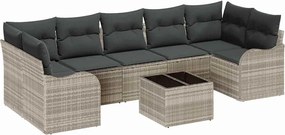 vidaXL Kerti Kanapé Szett Világosszürke 55 x 55 x 37 cm polirattan