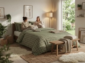 Renforcé pamut ágynemű BLOMORA zöld Ágyneműhuzat mérete: 70 x 90 cm | 140 x 200 cm