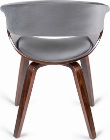 Szék szürke/dió színben, bársony kárpittal. GARY