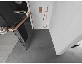 Mexen Kioto+, Walk-In zuhany paraván polccal és akasztóval 110 x 200 cm, 8 mm átlátszó üveg, réz matt profil, 800-110-121-65-00