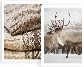 2 db-os kép szett 50x70 Téli Poszter Karácsonyi Tél Szarvas P2341