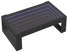 Fekete végtelen hatású LED-es dohányzóasztal 90 x 53 x 30 cm