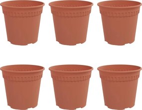 vidaXL Kerek Virágcserép 6 pcs Tégla Vörös Ø 19 x 16 cm Műanyag