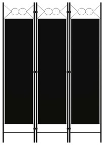 vidaXL fekete 3 paneles paraván 120 x 180 cm