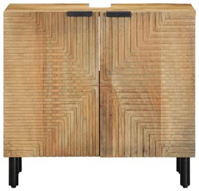 Barna tömör mangófa fürdőszobai mosdószekrény 62 x 33 x 58 cm