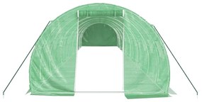 zöld acélvázas melegház 42 m² 14 x 3 x 2 m