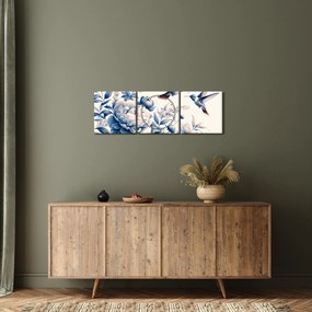 Kép - Kolibrik a virág felett (órával) (90x30 cm)
