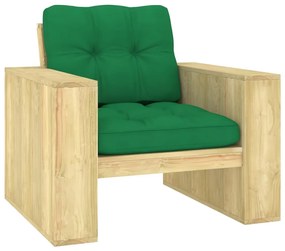 vidaXL impregnált fenyőfa kerti szék zöld párnákkal
