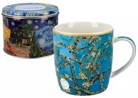 Porcelánbögre 380ml, fémdobozban, Van Gogh: Mandulavirágzás