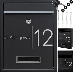 Postaláda Fekete Rib Mintás Felirat