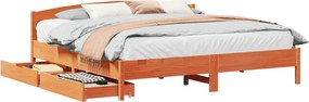 vidaXL viaszbarna tömör fenyőfa ágy matrac nélkül 200 x 200 cm