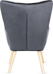 Pihenőfotel szürke színben, bársony kárpittal, lábtartóval LOZANO