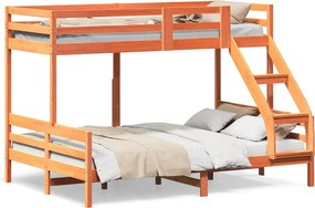 vidaXL viaszbarna tömör fenyőfa emeletes ágy 80 x 200/140 x 200 cm
