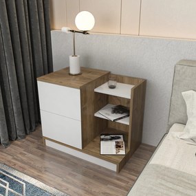 Éjjeliszekrény Rena - White, Walnut