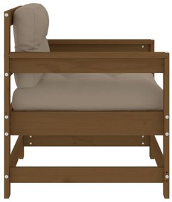 2 db mézbarna tömör fenyőfa kerti szék párnákkal