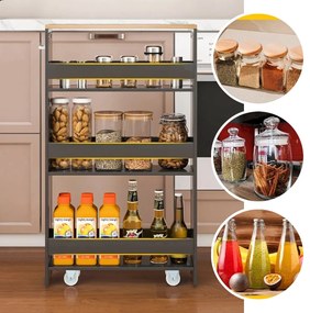 4 szintes tároló nyitott polcokkal, szürke