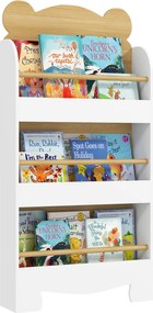 AIYAPLAY 3-Szintes Gyerek Könyvespolc Medve Tervvel Játékterembe, Gyerekszobába, Bölcsődébe - Természetes Fa | Aosom