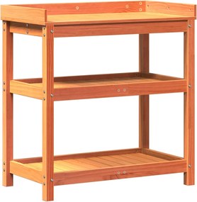 vidaXL barna tömör fenyőfa ültetőasztal polccal 82,5 x 45 x 86,5 cm