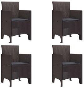 vidaXL Kerti Szék párnával 4 pcs Barna 53 x 49 x 85 cm Polipropilén