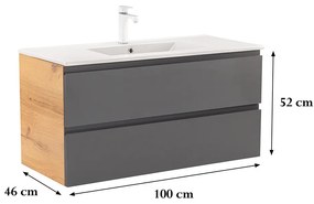 Vario Pull 100 alsó szekrény mosdóval
