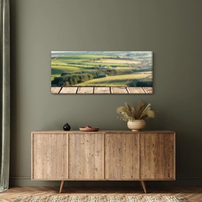 Kép - Fa polc tájképi elemekkel (120x50 cm)
