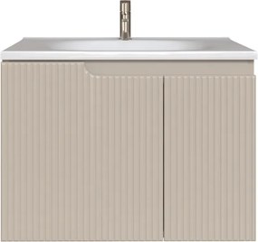 Piramida EURIDIKA fali fürdőszobabútor - műmárvány mosdóval -2 ajtós - PINO BÉZS - 75 x 48 x 53 cm