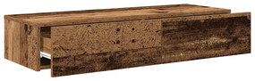 Falipolc fiókokkal régi fa 100x36x19 cm műszaki fa