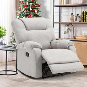 Scaun De Relaxare Reglabil Manual, Culoare Bej, Tapițat Cu Material Textil
