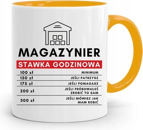 Sárga Bögre Raktárosnak Óradíj Nyomtatott Fényképpel