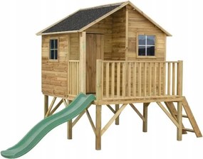 Fából készült Kerti Gyerekház György Csúszda Sötétzöld