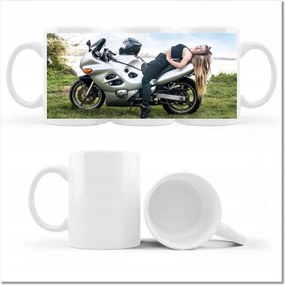 Bögre fényképpel Csinos lány a motoron