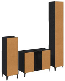 vidaXL Fürdőszoba bútor szett polcokkal 3 pcs Musta tammi Faanyag