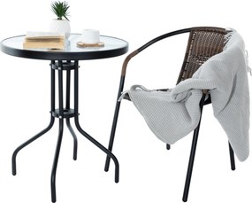 Egymásba rakható szék, barna/fekete fém, DOREN