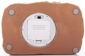 LED-es karácsonyi mécsestartó mézeskalács barna házikó fenyőfával havas tetővel mézeskalács figurákkal asztali dekoráció 23x19x12cm