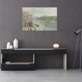 Kép - Camille Pissarro, The Louvre, Afternoon, Rainy Weather, reprodukciók (90x60 cm)