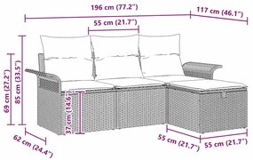 Kerti Kanapé Szett párnával 4 pcs bézs és világosszürke